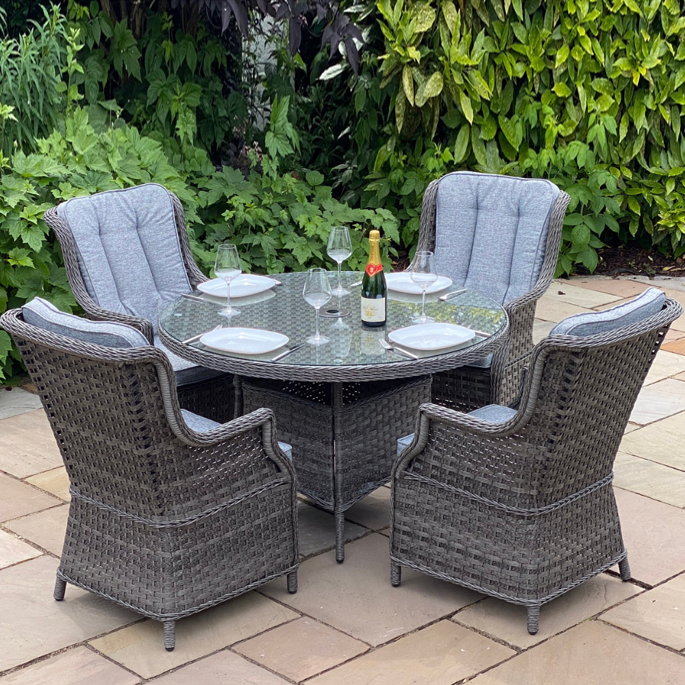 Boston 4 Seater Round Set (Dark Grey) Colemans Garden Centre